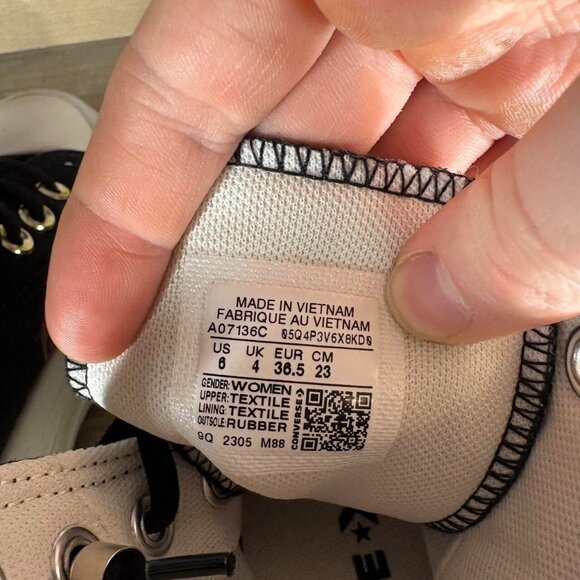 Converse all star move womens size 6 shoes black high top tiny tattoo sneakers - Picture 8 of 8